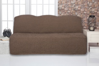 Чехол на трехместный диван без подлокотников и оборки Venera, цвет коричневый
