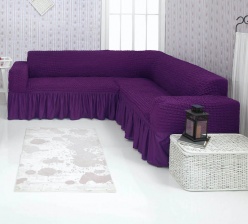 Чехол на угловой диван с оборкой Concordia, цвет фиолетовый