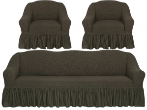 Комплект чехлов на трехместный диван и кресла Venera "Жаккард", цвет коричневый, 3 предмета