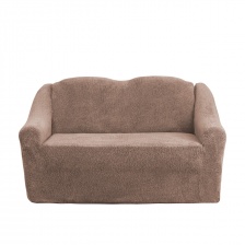 Чехол на двухместный диван плюшевый Venera, цвет коричневый