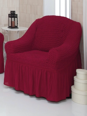Чехол на кресло с оборкой Venera, цвет бордовый фото 3