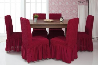 Чехлы на стулья с оборкой Venera, цвет бордовый, комплект 6 штук