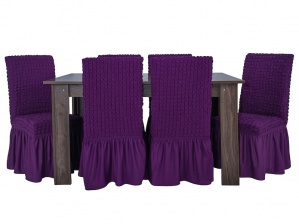 Чехлы на стулья с оборкой Venera, цвет фиолетовый, комплект 6 штук