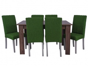 Чехлы на стулья без оборки Venera, цвет зеленый, комплект 6 штук