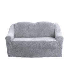 Чехол на двухместный диван плюшевый Venera, цвет серый