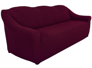 Чехол на трёхместный диван без оборки Venera "Жаккард", цвет бордовый