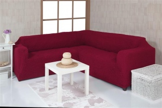Чехол на угловой диван без оборки Venera, цвет бордовый
