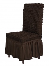 Чехол на стул с оборкой Venera, цвет темно-коричневый, 1 предмет