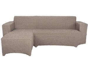 Чехол на угловой диван с оттоманкой CONCORDIA, выступ справа, цвет бежевый