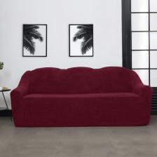 Чехол на трёхместный диван плюшевый Venera, цвет бордовый