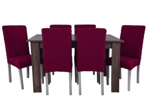 Чехлы на стулья без оборки Venera, цвет бордовый, комплект 6 штук