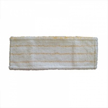 Насадка для швабры плоская (моп), 50х14 см, микрофибра, ухо+карман, белый с желтой полосой