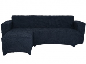 Чехол на угловой диван с оттоманкой CONCORDIA, выступ справа, цвет тёмно-серый