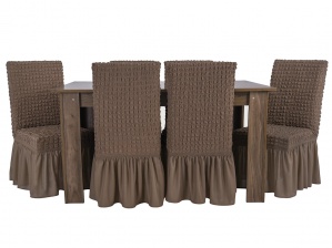 Чехлы на стулья с оборкой Venera, цвет коричневый, комплект 6 штук