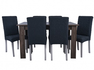 Чехлы на стулья без оборки Venera, цвет тёмно-серый, комплект 6 штук