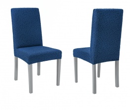Чехол на стул без оборки Venera "Жаккард", цвет синий, 2 штуки