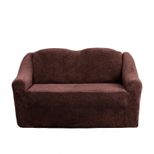 Чехол на двухместный диван плюшевый Venera, цвет темно-коричневый