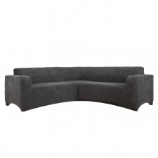 Чехол на угловой диван плюшевый Venera, цвет темно-серый
