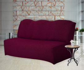 Чехол на трёхместный диван без подлокотников Venera, жаккард, цвет бордовый