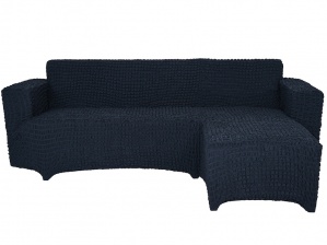 Чехол на угловой диван с оттоманкой CONCORDIA, выступ слева, цвет тёмно-серый