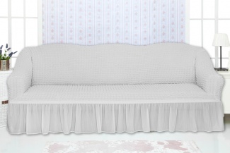 Чехол на трехместный диван с оборкой Concordia, цвет белый
