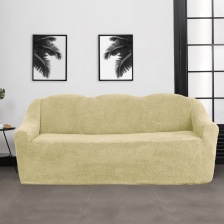 Чехол на трёхместный диван плюшевый Venera, цвет светло-бежевый