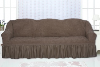Чехол на трехместный диван с оборкой Concordia, цвет коричневый