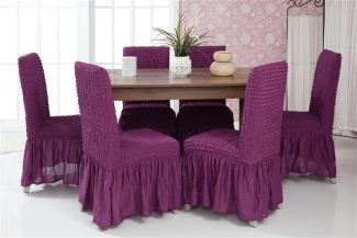 Чехлы на стулья с оборкой Venera, цвет фиолетовый, комплект 6 штук