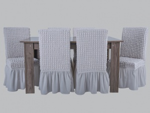 Чехлы на стулья с оборкой Venera, цвет белый, комплект 6 штук