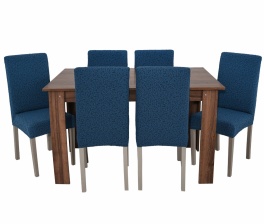 Чехлы на стулья без оборки Venera "Жаккард", цвет синий, комплект 6 штук