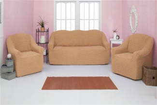 Комплект чехлов на диван и кресла без оборки CONCORDIA, цвет кремовый, 3 предмета