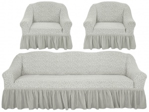 Комплект чехлов на трехместный диван и кресла Venera "Жаккард", цвет слоновая кость, 3 предмета