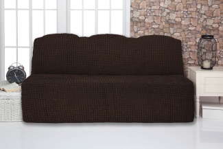 Чехол на трехместный диван без подлокотников и оборки Venera, цвет тёмно-коричневый
