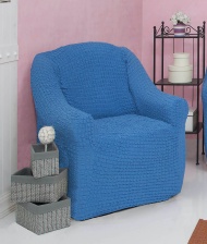 Чехол на кресло без оборки Venera, цвет голубой
