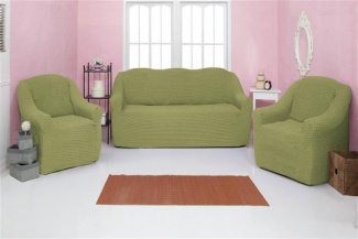 Комплект чехлов на диван и кресла без оборки CONCORDIA, цвет оливковый, 3 предмета