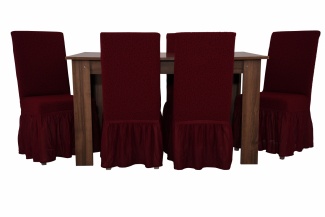 Чехлы на стулья с оборкой Venera "Жаккард", цвет бордовый, комплект 6 штук