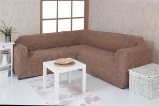 Чехол на угловой диван без оборки Venera, цвет коричневый