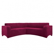 Чехол на угловой диван плюшевый Venera, цвет бордовый