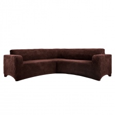 Чехол на угловой диван плюшевый Venera, цвет тёмно-коричневый