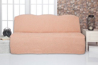 Чехол на трехместный диван без подлокотников и оборки Venera, цвет персиковый