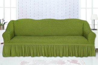 Чехол на трехместный диван с оборкой CONCORDIA, цвет оливковый