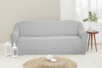 Чехол на трёхместный диван без оборки Venera "Жаккард", цвет светло-серый