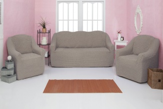Комплект чехлов на диван и кресла без оборки CONCORDIA, цвет бежевый, 3 предмета