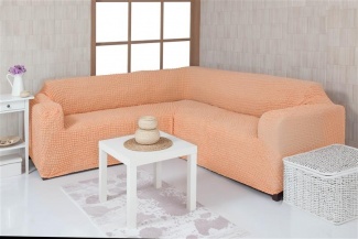 Чехол на угловой диван без оборки Venera, цвет персиковый
