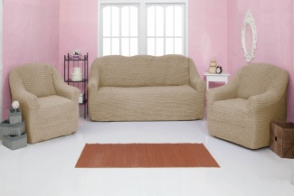 Комплект чехлов на диван и кресла без оборки CONCORDIA, цвет светло-бежевый, 3 предмета