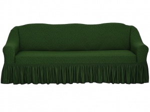Чехол на трёхместный диван с оборкой Venera "Жаккард", цвет зелёный