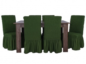 Чехлы на стулья с оборкой Venera, цвет зеленый, комплект 6 штук