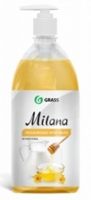 Жидкое крем-мыло Grass "Milana", Молоко и мед с дозатором 1 л.