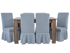 Чехлы на стулья с оборкой Venera, серый, комплект 6 штук