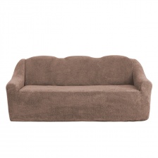 Чехол на трёхместный диван плюшевый Venera, цвет коричневый